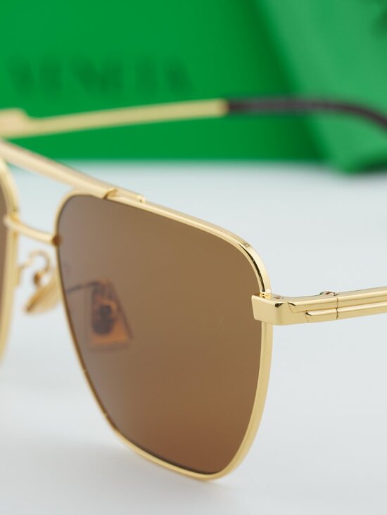 Bottega Veneta BV1236S 002 Aviator Sunglasses - Gold\\Brown main image 10